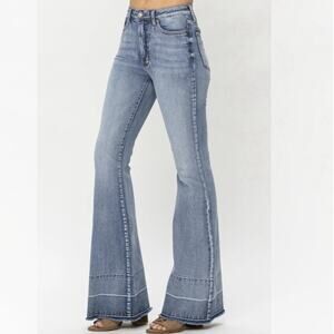 Judy Blue Tummy Control Flare Jeans 13/31 High Rise Release Hem Raw Hem JB88486